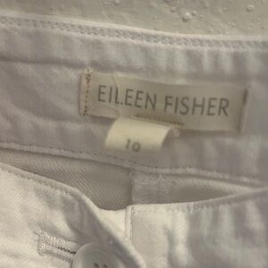 Eileen Fisher Classic White linen cropped pants size 10